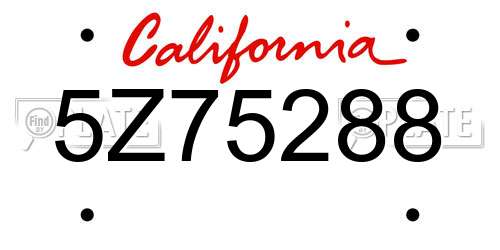 5Z75288 California License Plate