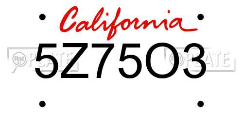 5Z75O3 California License Plate