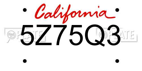 5Z75Q3 California License Plate