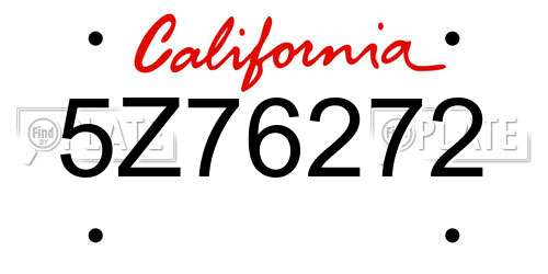 5Z76272 California License Plate