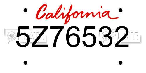 5Z76532 California License Plate