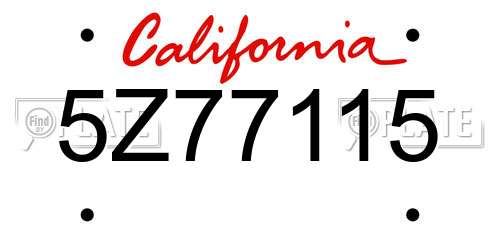 5Z77115 California License Plate