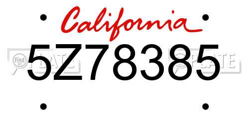 5Z78385 California License Plate