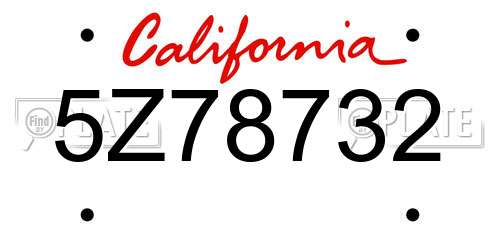 5Z78732 California License Plate