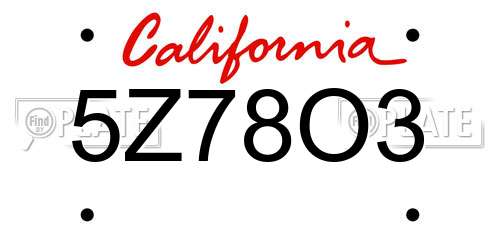 5Z78O3 California License Plate