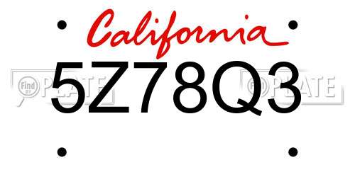 5Z78Q3 California License Plate