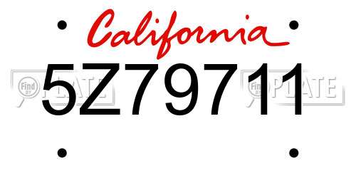 5Z79711 California License Plate