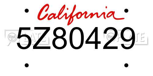5Z80429 California License Plate