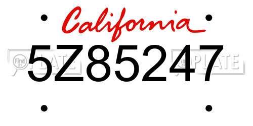5Z85247 California License Plate