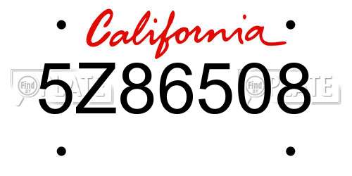 5Z86508 California License Plate