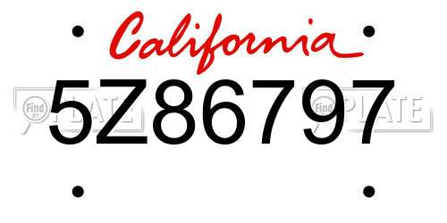 5Z86797 California License Plate