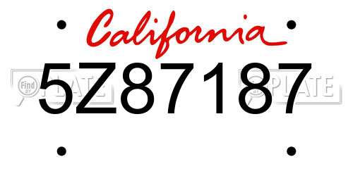 5Z87187 California License Plate