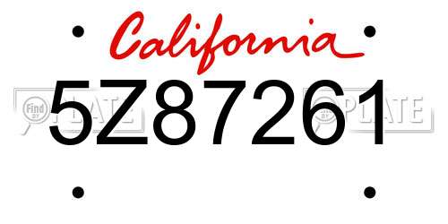5Z87261 California License Plate