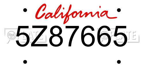 5Z87665 California License Plate