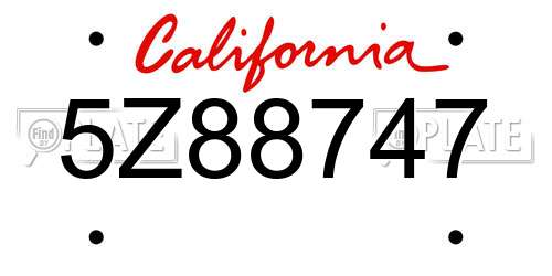 5Z88747 California License Plate