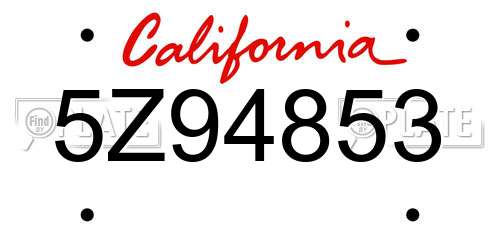 5Z94853 California License Plate
