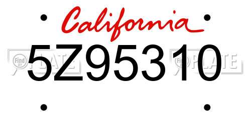 5Z95310 California License Plate