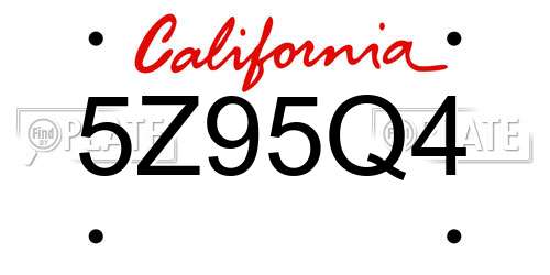 5Z95Q4 California License Plate