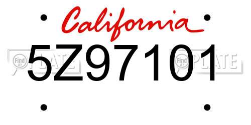 5Z97101 California License Plate