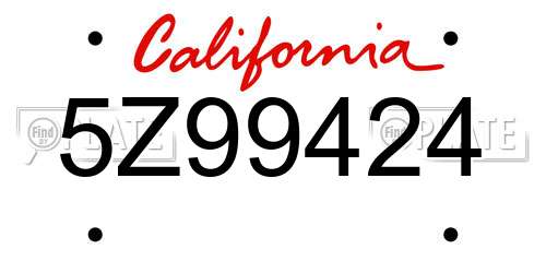 5Z99424 California License Plate