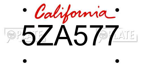 5ZA577 California License Plate