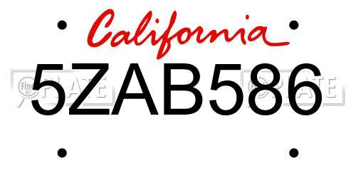5ZAB586 California License Plate