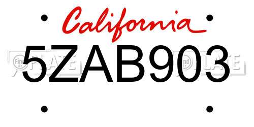 5ZAB903 California License Plate