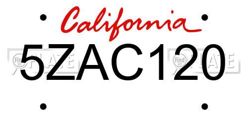 5ZAC120 California License Plate