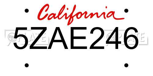 5ZAE246 California License Plate