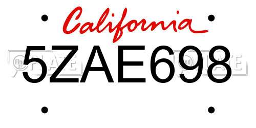 5ZAE698 California License Plate