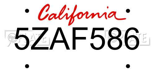 5ZAF586 California License Plate