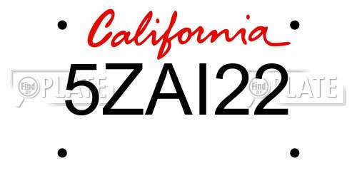 5ZAI22 California License Plate