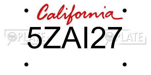5ZAI27 California License Plate