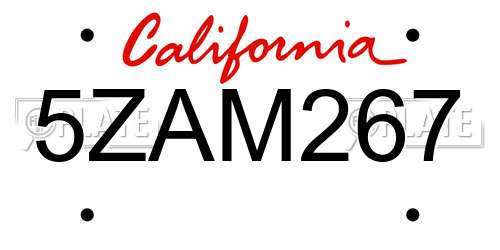 5ZAM267 California License Plate