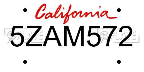 5ZAM572 California License Plate