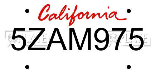 5ZAM975 California License Plate