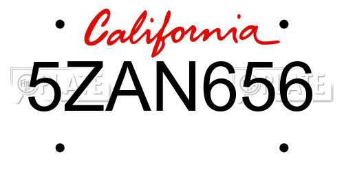 5ZAN656 California License Plate