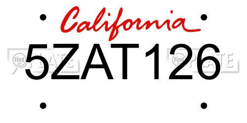 5ZAT126 California License Plate