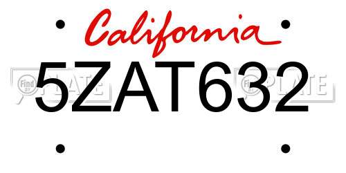 5ZAT632 California License Plate