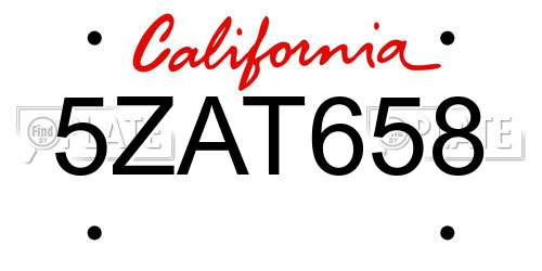 5ZAT658 California License Plate