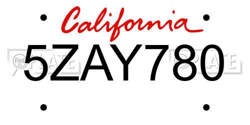 5ZAY780 California License Plate