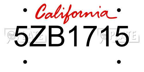5ZB1715 California License Plate