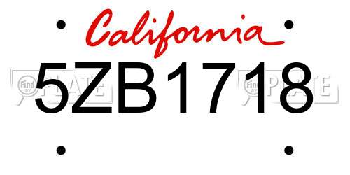 5ZB1718 California License Plate