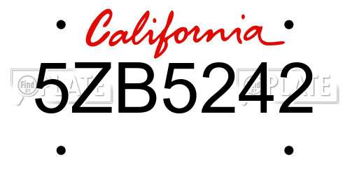 5ZB5242 California License Plate