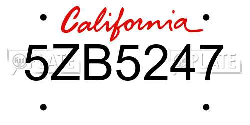 5ZB5247 California License Plate