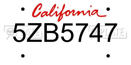 5ZB5747 California License Plate