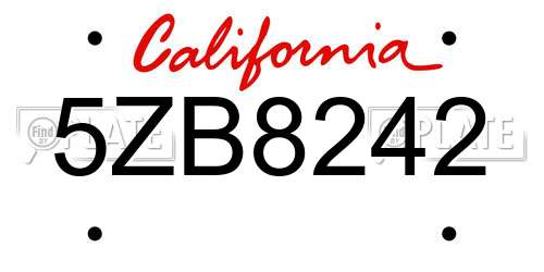 5ZB8242 California License Plate