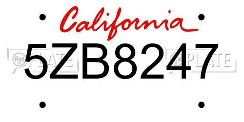 5ZB8247 California License Plate