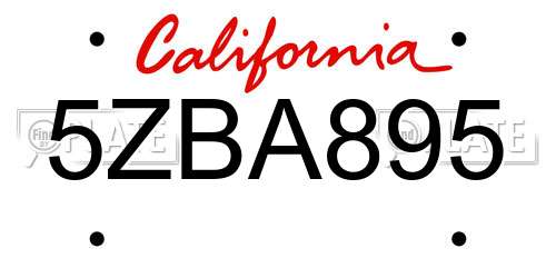 5ZBA895 California License Plate