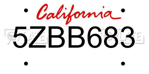 5ZBB683 California License Plate